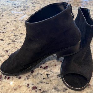 TC Black Open-Toe Suede Booties